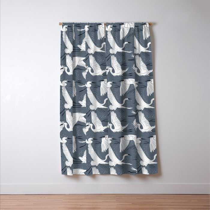 Soaring Wings - Steel Blue Grey Window Curtain Gallery Image 3
