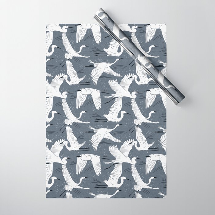 Soaring Wings - Steel Blue Grey Wrapping Paper Gallery Image 1