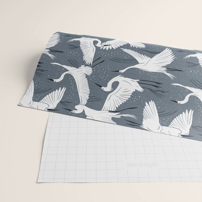 Soaring Wings - Steel Blue Grey Wrapping Paper Gallery Image 2