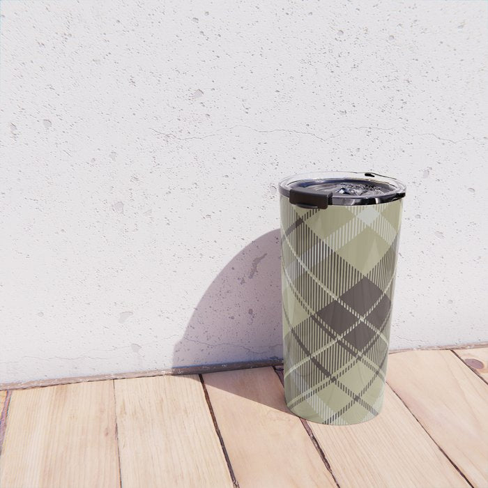 Modern Neutral Plaid Design Travel Mug Gallery Image 4