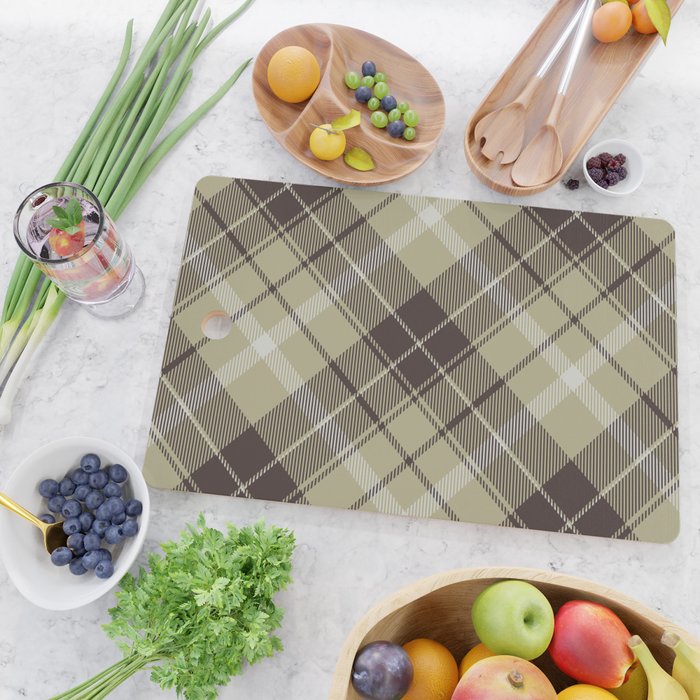Modern Neutral Plaid Design Cutting Board Gallery Image 2