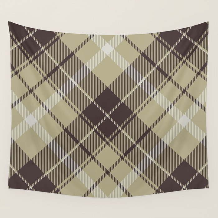 Modern Neutral Plaid Design Wall Tapestry Gallery Image 4