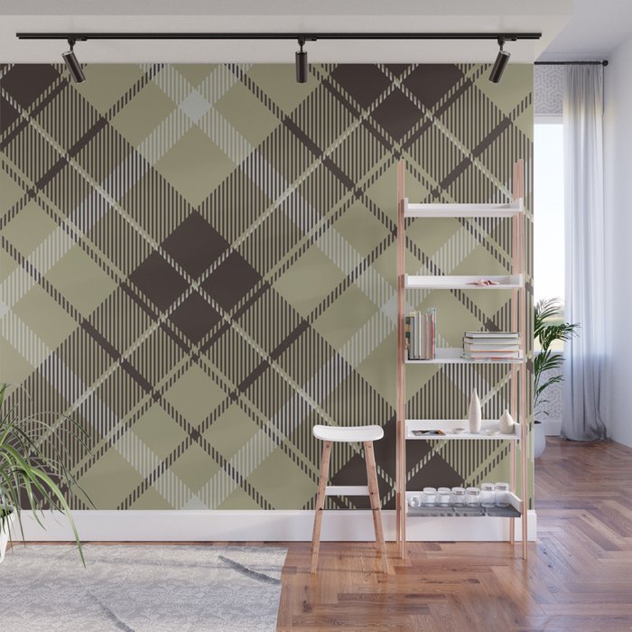 Modern Neutral Plaid Design Wall Mural Gallery Image 1