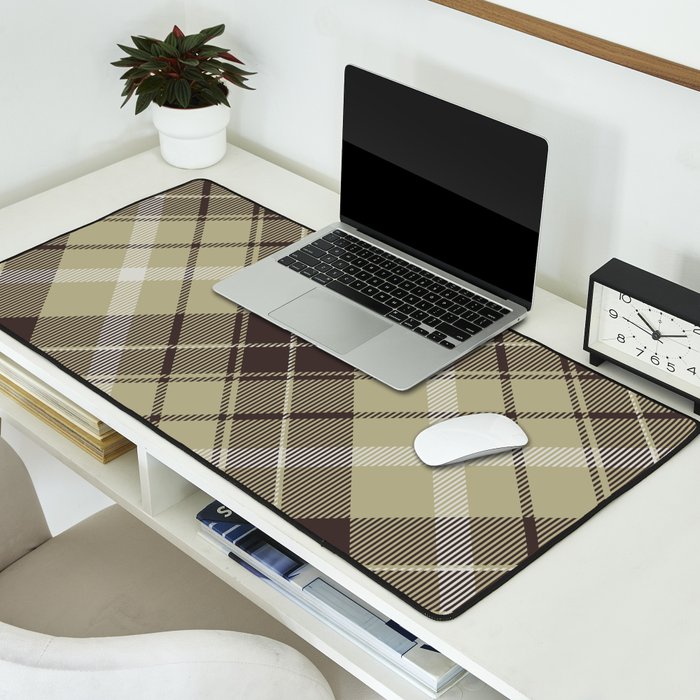 Modern Neutral Plaid Design Desk Mat Gallery Image 2