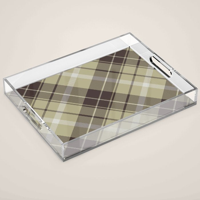 Modern Neutral Plaid Design Acrylic Tray Gallery Image 1