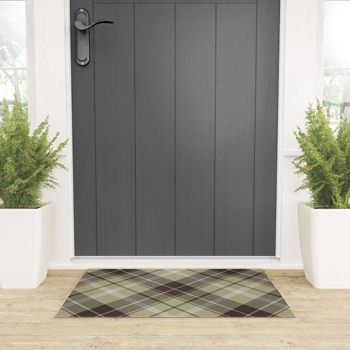 Modern Neutral Plaid Design Welcome Mat Gallery Image 3