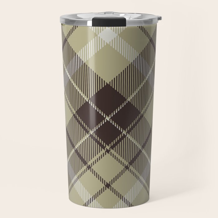 Modern Neutral Plaid Design Travel Mug Gallery Image 1