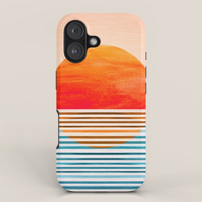 Minimalist Sunset 2 in Orange and Blue iPhone Case Gallery Image 1