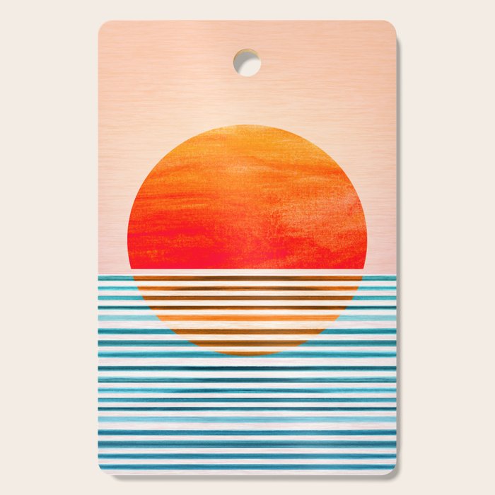 Minimalist Sunset 2 in Orange and Blue Cutting Board Gallery Image 1