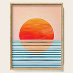 Minimalist Sunset 2 in Orange and Blue Serving Tray Gallery Image 1