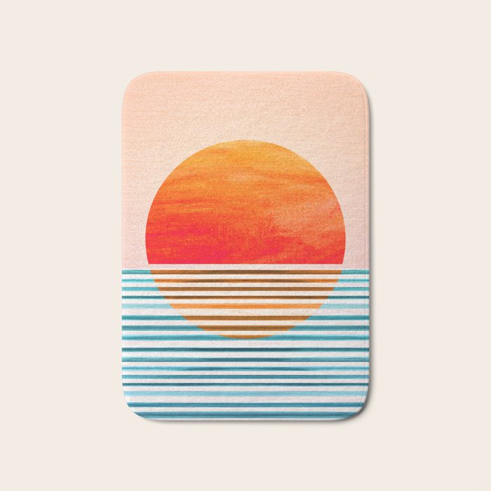 Minimalist Sunset 2 in Orange and Blue Bath Mat Gallery Image 1