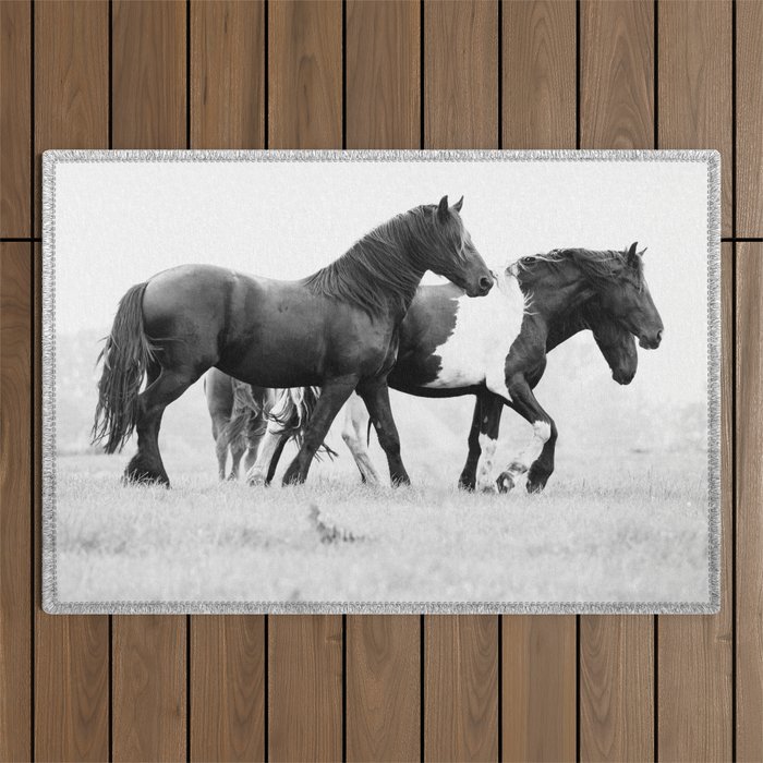 Free Rein - Black and White Photography Outdoor Rug Gallery Image 1