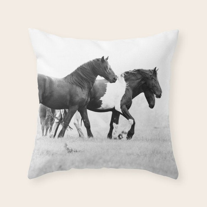Free Rein - Black and White Photography Throw Pillow Gallery Image 6