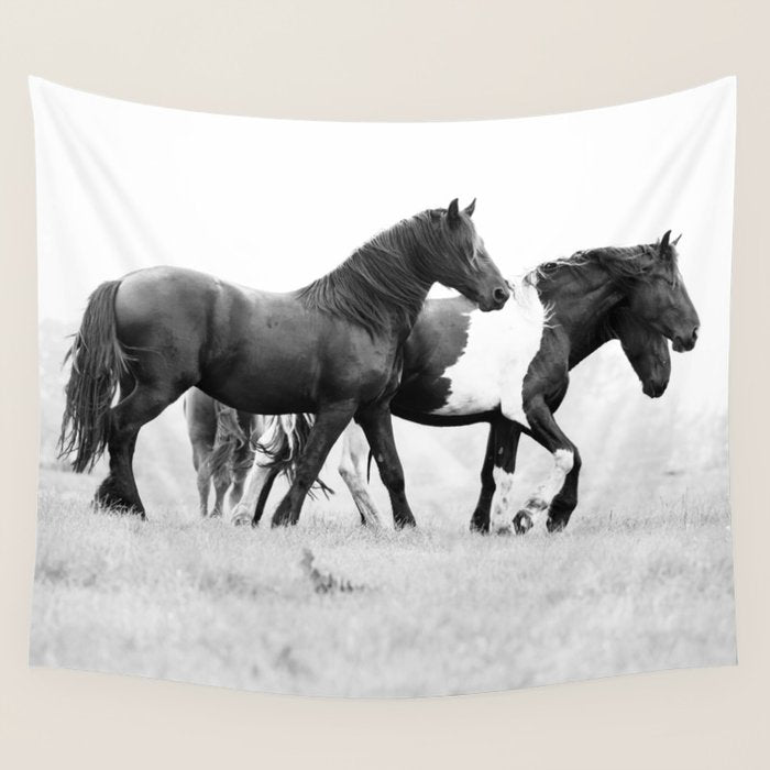 Free Rein - Black and White Photography Wall Tapestry Gallery Image 1