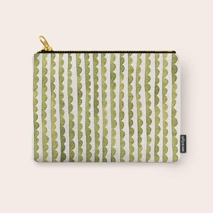 Small scalloped line in watercolor green Carry All Pouch Gallery Image 1