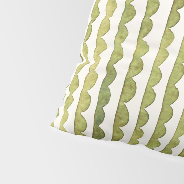 Small scalloped line in watercolor green Pillow Sham Gallery Image 4