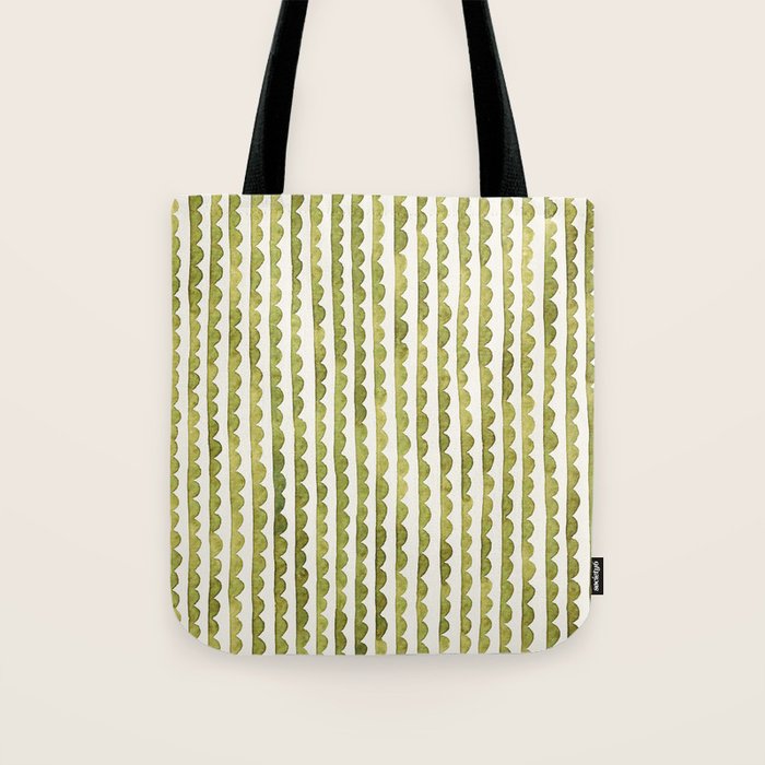 Small scalloped line in watercolor green Tote Bag Gallery Image 1