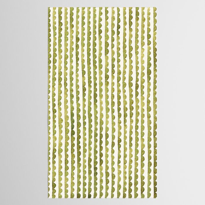 Small scalloped line in watercolor green Tablecloth Gallery Image 2