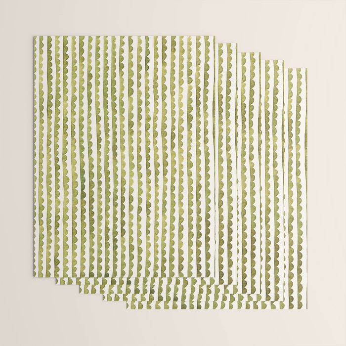 Small scalloped line in watercolor green Wrapping Paper Gallery Image 3
