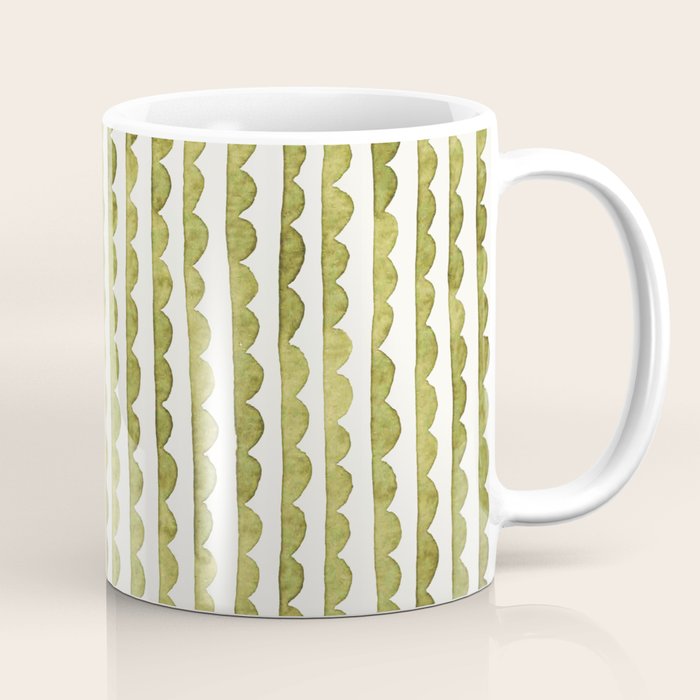 Small scalloped line in watercolor green Coffee Mug Gallery Image 1
