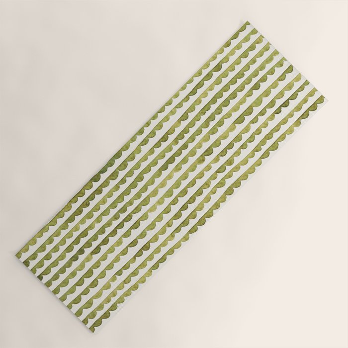Small scalloped line in watercolor green Yoga Mat Gallery Image 1