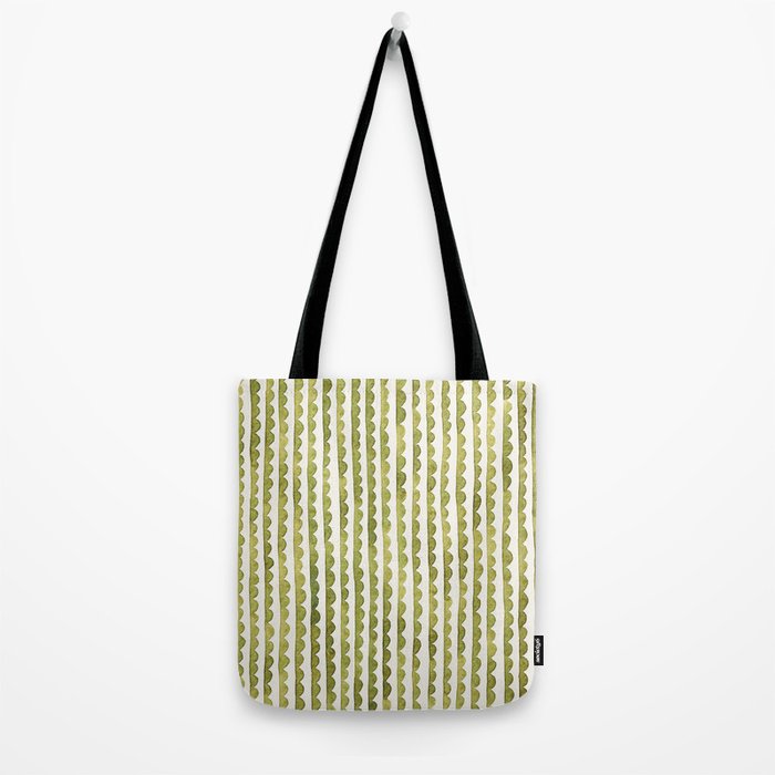 Small scalloped line in watercolor green Tote Bag Gallery Image 2