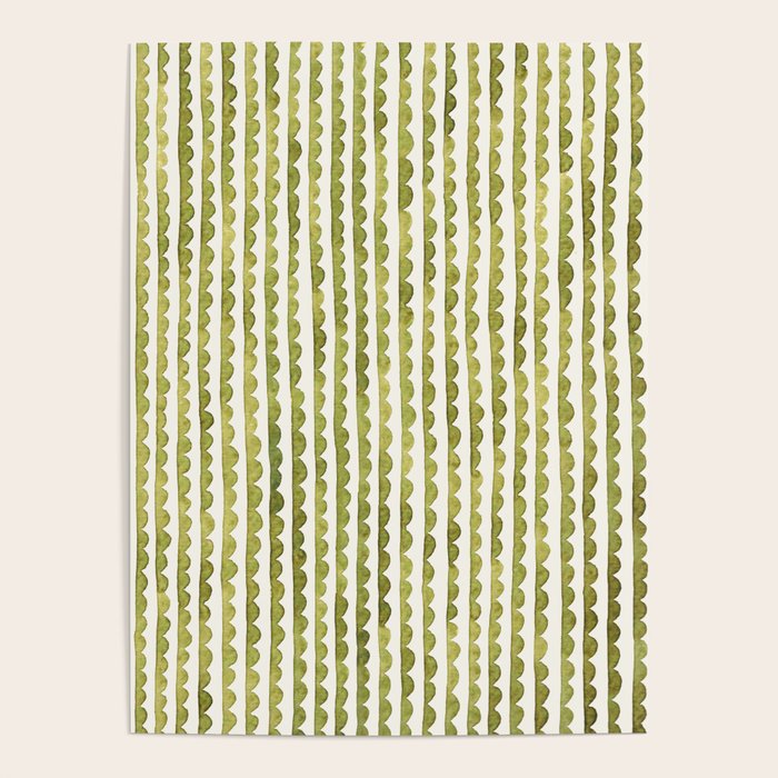 Small scalloped line in watercolor green Poster Gallery Image 1