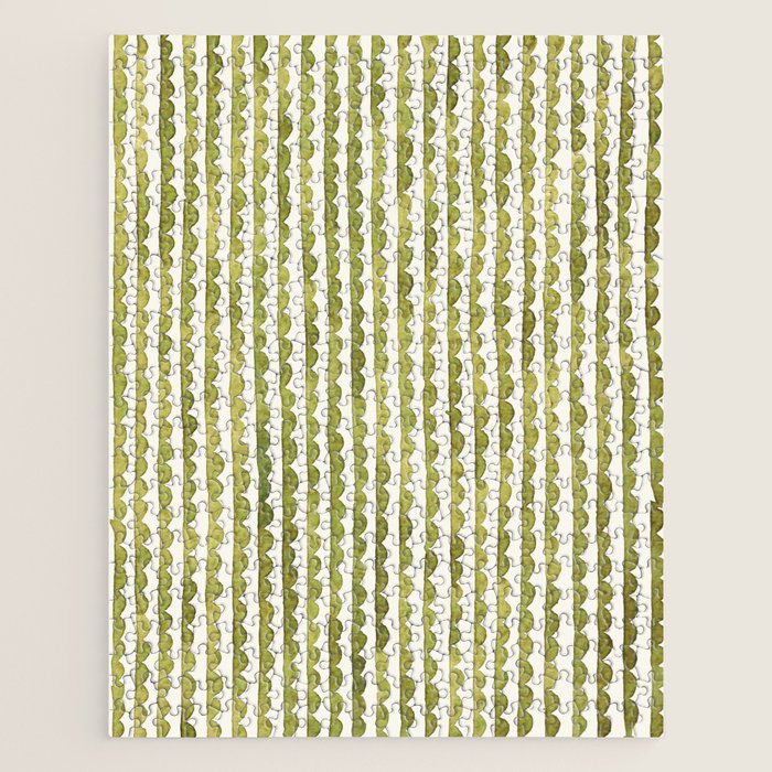 Small scalloped line in watercolor green Jigsaw Puzzle Gallery Image 1