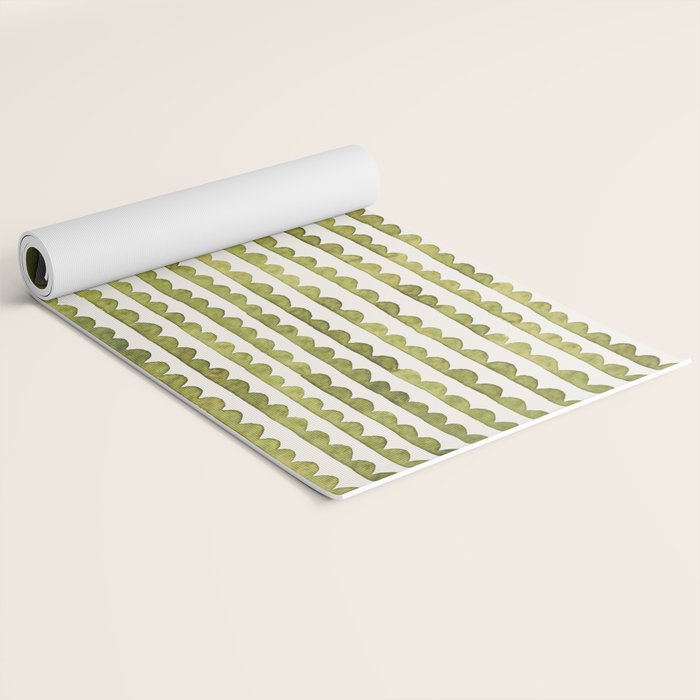 Small scalloped line in watercolor green Yoga Mat Gallery Image 2