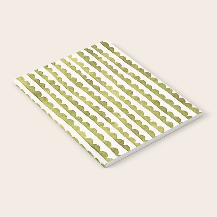 Small scalloped line in watercolor green Notebook Gallery Image 2