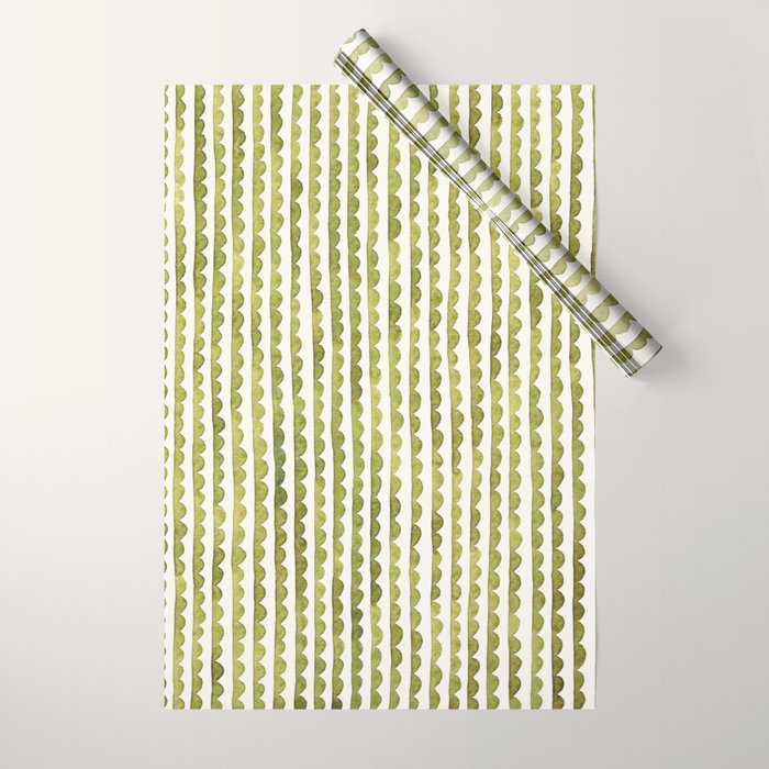 Small scalloped line in watercolor green Wrapping Paper Gallery Image 1