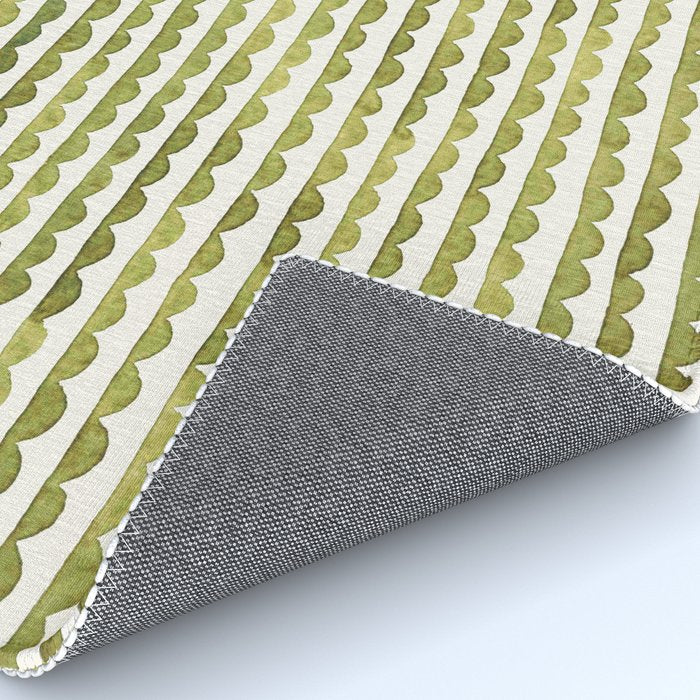 Small scalloped line in watercolor green Rug Gallery Image 4