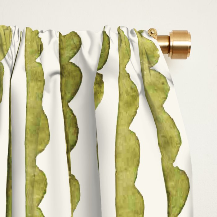 Small scalloped line in watercolor green Window Curtain Gallery Image 2