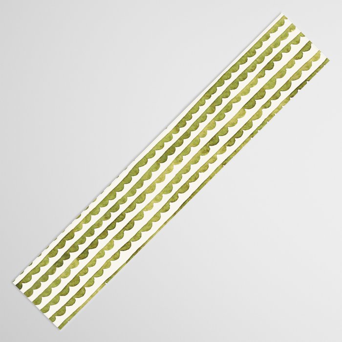 Small scalloped line in watercolor green Table Runner Gallery Image 3