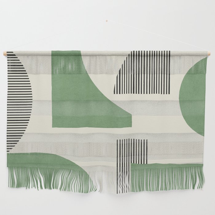 Abstract Lines Composition - Green Yellow Wall Hanging Gallery Image 1