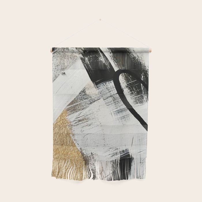 Armor [9]: a minimal abstract piece in black white and gold by Alyssa Hamilton Art Wall Hanging Gallery Image 1