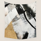 Armor [9]: a minimal abstract piece in black white and gold by Alyssa Hamilton Art Wall Tapestry Gallery Image 4