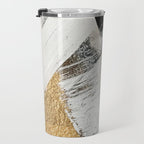 Armor [9]: a minimal abstract piece in black white and gold by Alyssa Hamilton Art Travel Mug Gallery Image 3