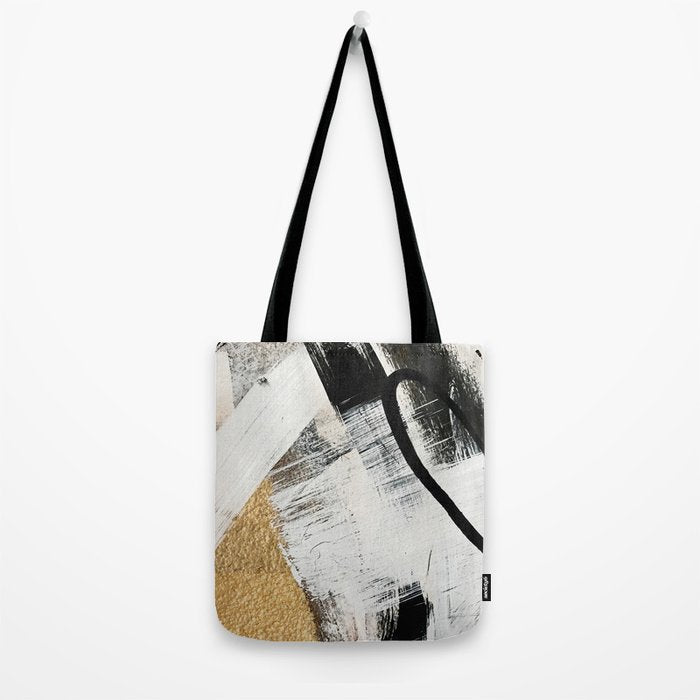 Armor [9]: a minimal abstract piece in black white and gold by Alyssa Hamilton Art Tote Bag Gallery Image 2