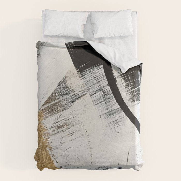 Armor [9]: a minimal abstract piece in black white and gold by Alyssa Hamilton Art Duvet Cover Gallery Image 6