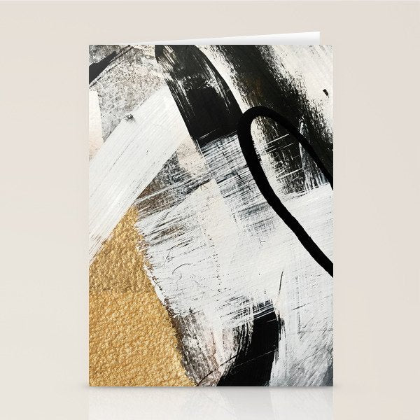 Armor [9]: a minimal abstract piece in black white and gold by Alyssa Hamilton Art Stationery Card Gallery Image 2