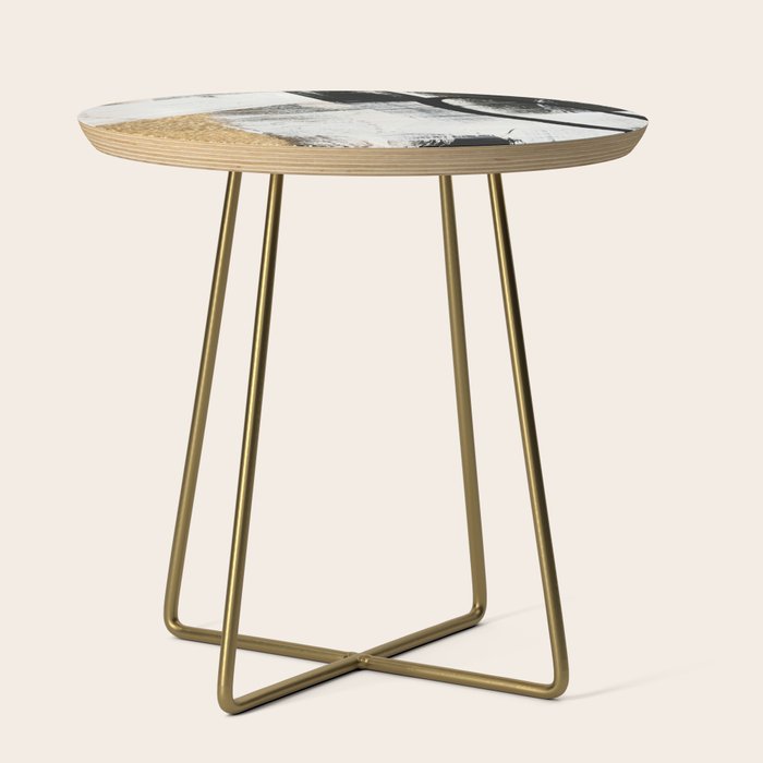Armor [9]: a minimal abstract piece in black white and gold by Alyssa Hamilton Art Side Table Gallery Image 1