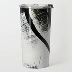 Armor [9]: a minimal abstract piece in black white and gold by Alyssa Hamilton Art Travel Mug Gallery Image 2