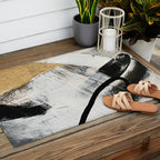 Armor [9]: a minimal abstract piece in black white and gold by Alyssa Hamilton Art Outdoor Rug Gallery Image 2