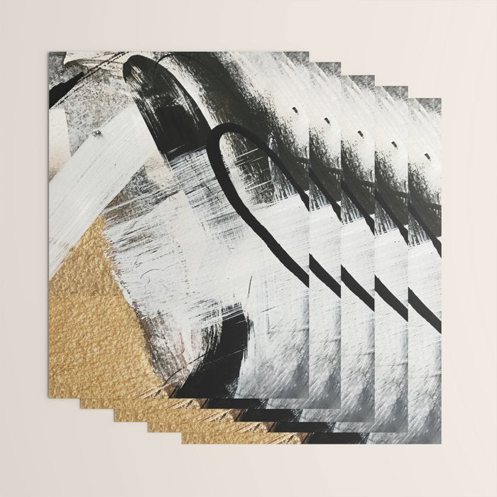 Armor [9]: a minimal abstract piece in black white and gold by Alyssa Hamilton Art Wrapping Paper Gallery Image 3