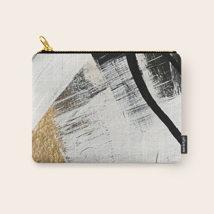 Armor [9]: a minimal abstract piece in black white and gold by Alyssa Hamilton Art Carry All Pouch Gallery Image 1