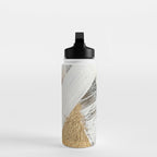 Armor [9]: a minimal abstract piece in black white and gold by Alyssa Hamilton Art Water Bottle Gallery Image 3
