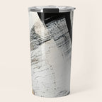 Armor [9]: a minimal abstract piece in black white and gold by Alyssa Hamilton Art Travel Mug Gallery Image 1