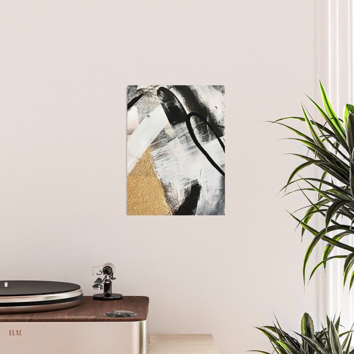 Armor [9]: a minimal abstract piece in black white and gold by Alyssa Hamilton Art Poster Gallery Image 2