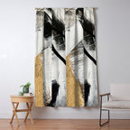 Armor [9]: a minimal abstract piece in black white and gold by Alyssa Hamilton Art Window Curtain Gallery Image 5